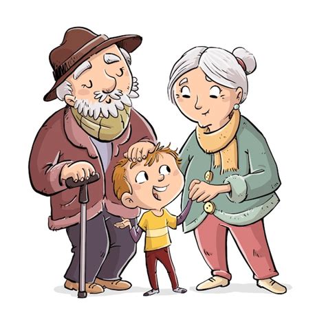 dibujo abuelo y nieto|abuelos con hijos.